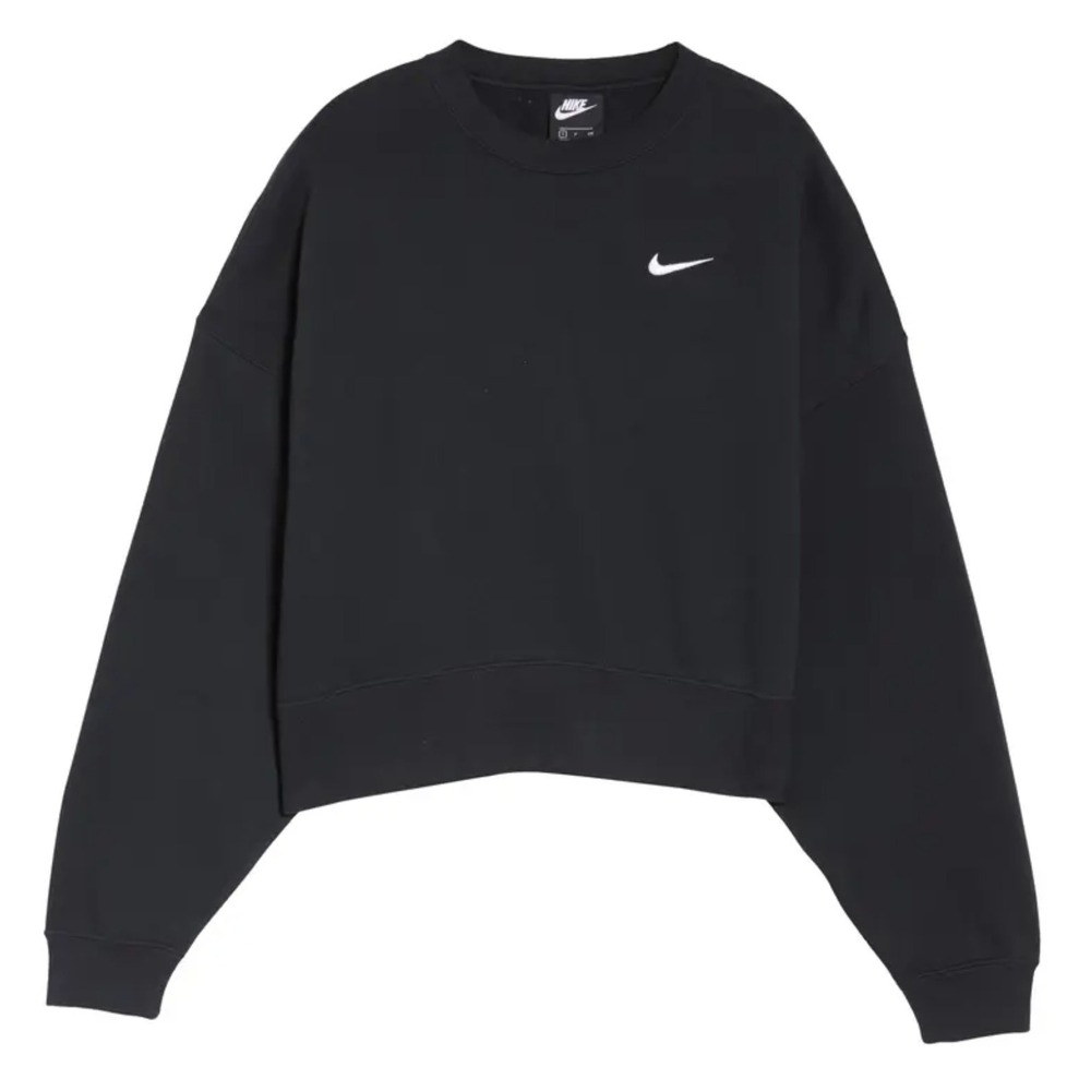 Nike‎ Sportswear Essential Sweatshirt Women S Black Cropped Oversized Crewneck